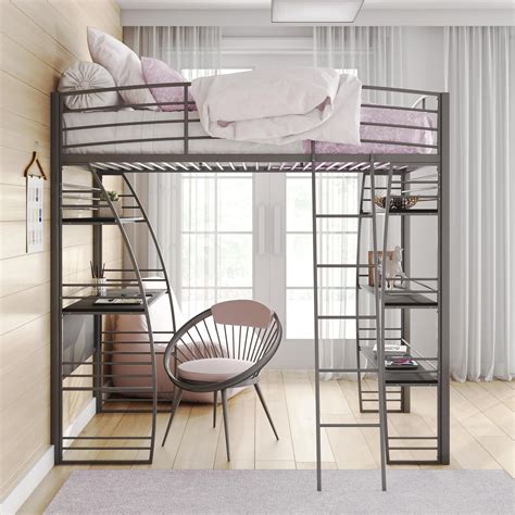 double twin loft bed with desk